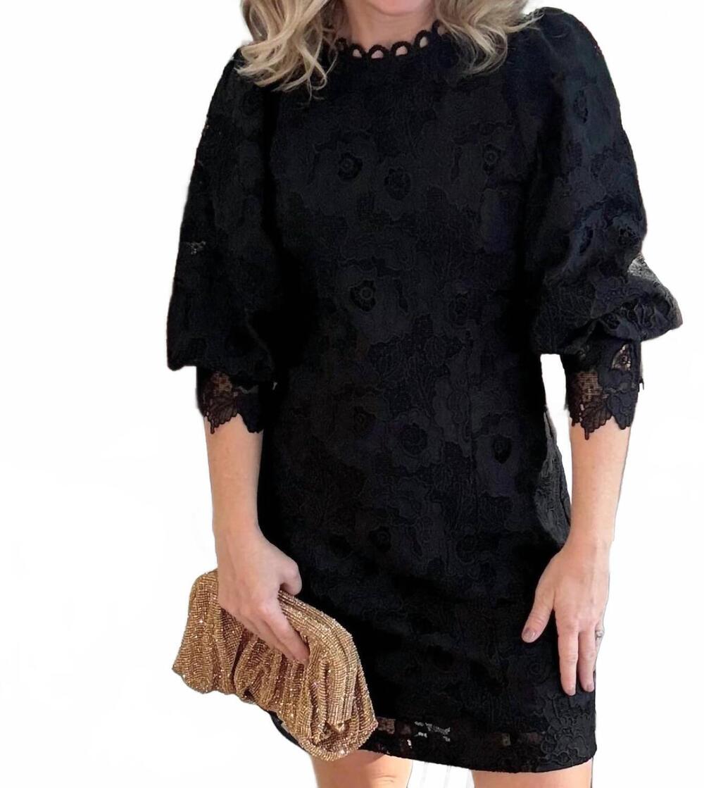 NEW FATE crochet mini dress in black